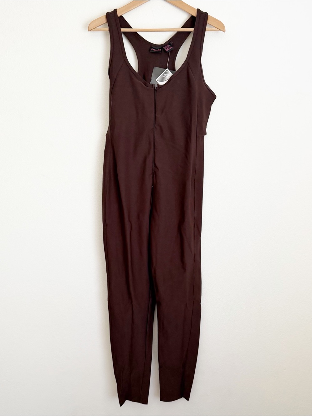 NWT Shape FX by Newport News Brown Shapewear Jumpsuit Stretch Y2K Racerback L